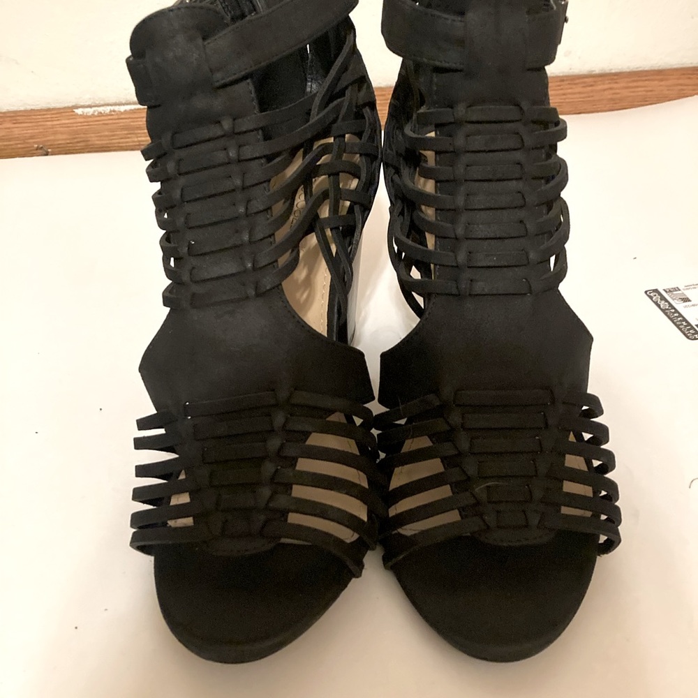 Shoe Dazzle Black Cage Heels